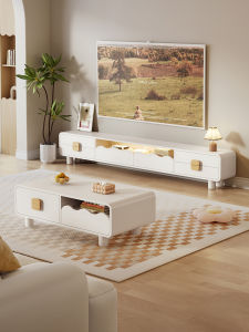 HETU | French Cream Style TV Table Combo Storage