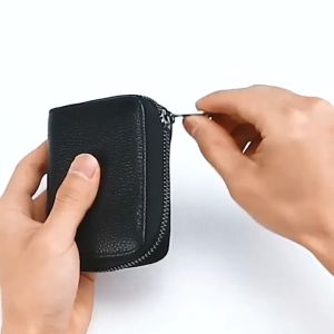 RFID Leather Card Holder Wallet Multi-Function Credit Card Id Card Holder Coin Purse Zipper Men Wallet Dompet Lelaki 钱包