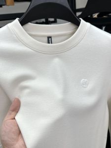 Mens Long Sleeve Thermal Locking Pure Color Embroidery Double Faced Velvet Base Shirt round Neck T-Shirt Fashionable Sun Protection Clothing