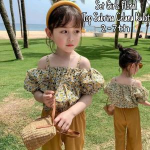 SETELAN ANAK PEREMPUAN IMPORT MURAH KOREAN STYLE FLORAL BLOUSE SABRINA CELANA KULOT