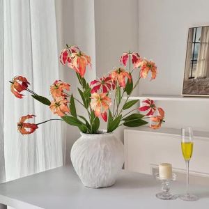 Gloriosa Lily Flame Lily Artificial Flower Living Room Decoration Fake Vibrant For Home DIY Stunning Accent Plastic