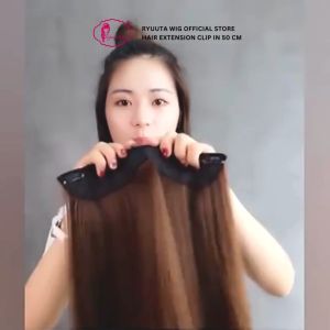 Ryuuta Wig Hair Extension Clip Hairclip Straight Lurus Big 1 Layer 50cm Hitam Coklat
