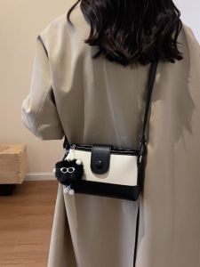 2025 New Womens Crossbody Bag Small Capacity Splicing Design Underarm Bag Black White Splicing Casual Simple Style Handbag