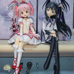 Bandai | Puella Magi Madoka Magica Anime Girl Figure Set – 2PCS PVC Collectible Dolls with Two Poses Cute Character Statues for Desktop