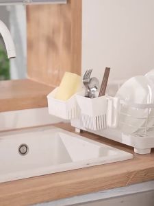 Utensil Draining Basket Easy to Clean PP Cutlery Dryer Holder 1/2 PCS Tableware Organizer for Restaurant Kitchen Storage
