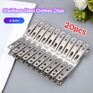 MaxPlus 20Pcs Clothes Clips Stainless Steel Metal Sealing Clip Socks Clothing Pegs for School Office