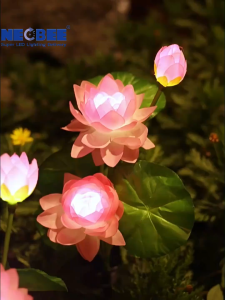 Neobee ไฟปักสนามโซล่าเซลล์ ดอกบัว โคมไฟดอกไม้ ตกแต่งสวน กลางแจ้ง กันน้ำ Solar-Lotus
