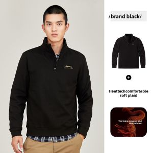 Jeep | Outdoor Camping Casual Half Zipper Hoodie Mens Breathable Long Sleeve Sportswear Geometric Texture Jeep Brand Cotton Cloth