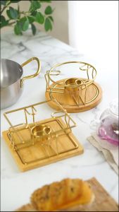 Food Warmer Penghangat Makanan Minuman Cafe Resto Portable Stainless Steel Tatakan Kayu