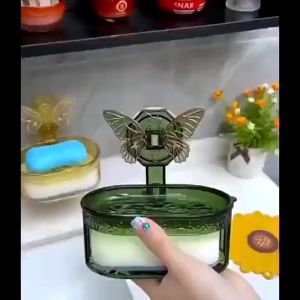 Butterfly Design Wall Mounted Soap Holder Double Layer Soap Dish Luxury Style Soap Box