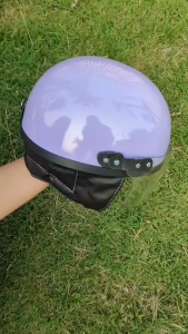 Helm Anak Balita Retro Casual Glossy Style Ungu