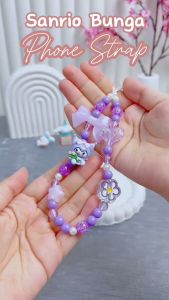 SANRIO FLOWER PREMIUM Lanyard Tali Gantungan Gelang Strap HP Phone Charm Handphone Device Kamera Handmade Macaron Candy Lanyard Full Warna Korean Style Estetik Bracelet Beads Hello Kitty Cinnamoroll Pompompurin PurinMy Melody Kuromi Pochacco Keroppi