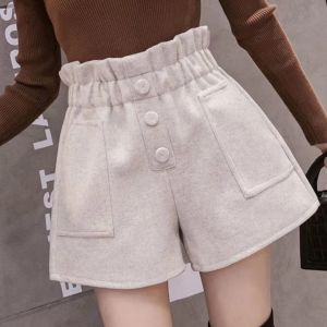 Autumn Winter High Waist Wide Leg Casual Pants Womens Outerwear Bootcut Loose Slimming Fashionable Short Trousers