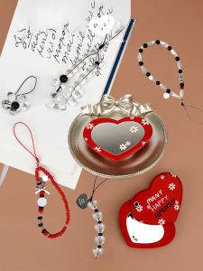 PuliPuliPuli Heart Shaped Mobile Phone Chain Stand Unique Style Ins Artificial Crystal Accessories for Apple Digital Goods