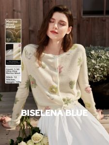 BEIQIANI | Hand-painted Floral Print Knitted Cardigan for Women