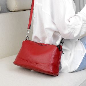 IELGY simple zipper top layer cowhide messenger bag women