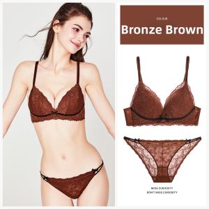 Miss Curiosity | Gathering Small Bust Enlargement Lace Bralette Set Wire-Free French Design Anti-Sagging