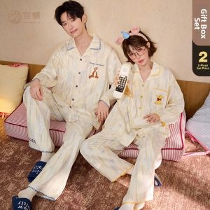 GONGDIE | Couple Long Sleeve Pajamas Pure Cotton