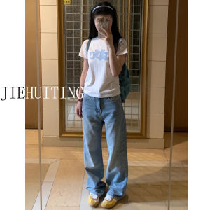 Quần Jeans Ống Thẳng Dài Cho Nữ Cao Cấp Xuân Hè Quần Ống Rộng Ôm Dáng Cạp Cao Quần Dài Dài Đến Sàn Phong Cách Retro
