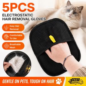 【Local Stock】Double-Sided Pet Grooming Gloves – Electrostatic Cat & Dog Hair Remover Brush De-Shedding Massage & Washing Tool with Silicone Teeth for All Furry Pets