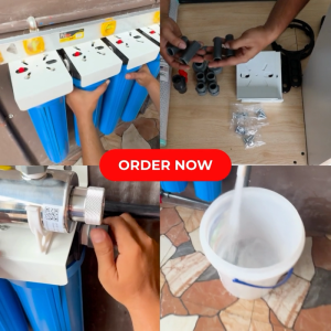 4 Stage 20" Slim Type Whole House Water Filtration System with 6GPM 25W UV Light No Fittings