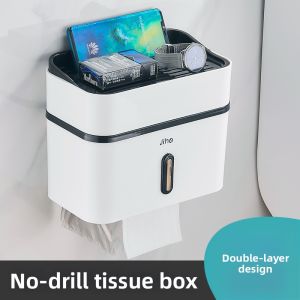 Wall-Mounted No Drill Double Layer Tissue Holder