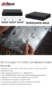 NVR2104HS-4KS3 4CH Compact 1U 1HDD Lite Network Video Recorder