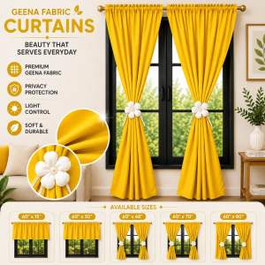 PARES PARES na Kulay ng Kurtina Plain Yellow Non Ring Curtain House & School Decoration - Door Window Shelves Board Divider Barrier even in Vehicles can use to cover from sunlight (from small size curtain to big sizes)