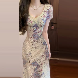 Homecore | Đầm Hè Dáng Eo Cao V-Neck Phong Cách Pháp