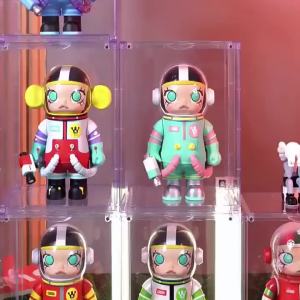 Clear Acrylic Display Box for POPMART Dustproof Design for Labubu Zimomo Collectibles - Removeable Shelves