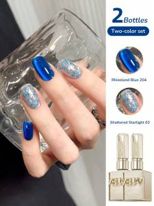 XEJAYI 2Pcs 15ml Blue Cat Eye Gel Nail Polish SetUV LED Soaking Nail Gel Semi-Permanent DIY Salon Quality Nail Art Gel