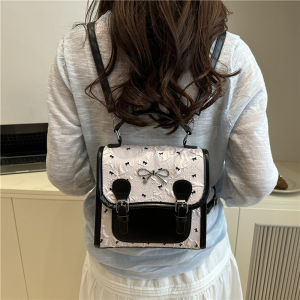 Trendy Cute Butterfly Knot College Style Backpack Womens Double Shoulder Bag Fresh Fashion High-End Sensation Bookbag