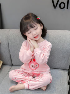 Girls Cotton Sleepwear Cartoon Home Clothes Set Pure Cotton Childrens Underwear Autumn Suit for Toddler Kids Baby Girls