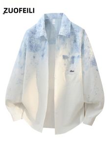 ZUOFEILI | Cool and Breathable Mens Long Sleeve Shirt Gradient Color