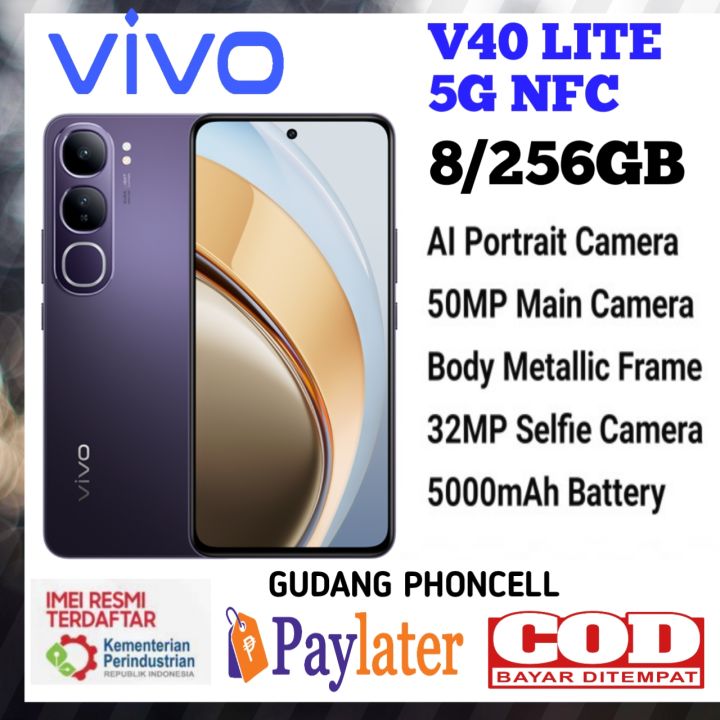 Vivo V40 lite 5G NFC 8+256 GB  snapdragon 4 garansi 1 tahun (imei terdaftar)