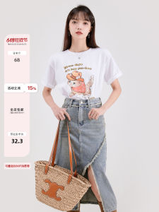 เสื้อยืดคอกลมแขนสั้นสีขาวหลวมๆ สไตล์ย้อนยุคสำหรับผู้หญิง LILIEDIT แฟชั่นฤดูร้อนใหม่ เสื้อตัวบนทรงพอดีตัวไม่ซ้ำใคร