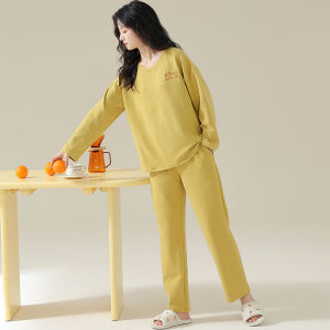 ชุดนอนผู้หญิง FENTENG CARE แขนยาว ขนแกะ 2 ด้าน อบอุ่น ใส่อยู่บ้าน ฤดูใบไม้ร่วง ฤดูหนาว ชุดนอนผู้หญิง ชุดนอนผู้หญิง