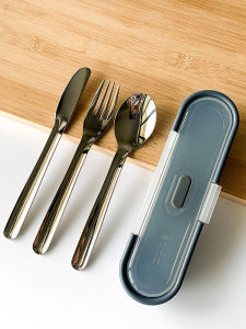 VV Xiaowangjia Inventory Steak Knife and Fork Stainless Steel Three-Piece Western Tableware Personal Portable Storage