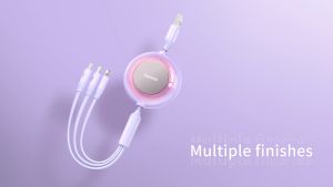 Baseus 3.5A Retractable 3-in-1 USB to M+L+C Fast Charging Data Cable Multi Compatible