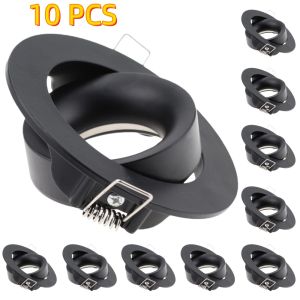 JOYINLED 1/10PCS Round Spotlight GU10 MR16 Recessed Downlight Frame Adjustable Black White Ceiling Spotlight Holder Cutout 85mm