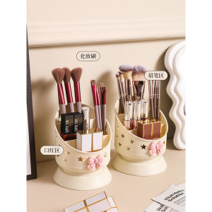 New Arrival Makeup Brush Bucket Dustproof Rotate Makeup Brush Barrel Transparent Acrylic Box Desktop Lipstick Cosmetics Storage Box Plastic