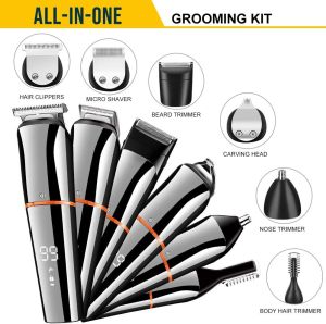 All In One Beard Hair Trimmer For Men Grooming Kit Eyebrow Body Trimmer&Shaver Electric Hair Clipper Waterproof Rechargeable