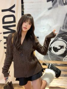 Maillard Cable-Knit Sweater Tops Women Fall and Winter Inner Wear Loose Outer Wear Idle Style Sweater Cardigan Coat Women