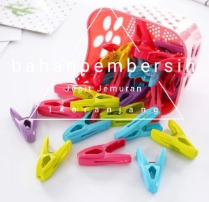 Jepit Jemuran plastik plus keranjang isi 30 pcs penjepit pakaian