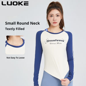 Luokeใหม่แห้งเร็วระบายอากาศสบายแขนยาวตาข่ายเสื้อโยคะวิ่งสบายๆธรรมดาสีท็อปส์สตรี