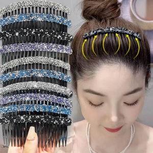 Korean Invisible Rhinestone U Shape Hair Comb Shiny Hairband Hair Styling Accessory Head Headdress Broken Hair Finishing Tools