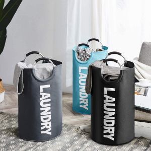 Large Laundry Basket Foldable Oxford Fabric Laundry Hamper with Aluminum Handle Oversize for Home Storage Organizer