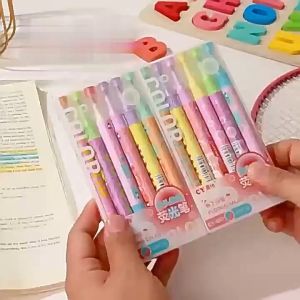 ONE-A114 Highlighter Pastel 2 Sisi Isi 6pcs 12 Warna / Spidol Penanda Teks Set Alat Tulis Sekolah