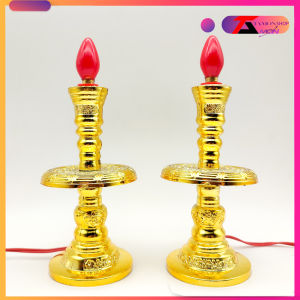 [Tặng kèm 2 bóng đèn] Bộ lư hương nhựa màu vàng gold thờ cúng trang tri tủ thờ phật quan âm phật tổ như lai (Lư 1)
