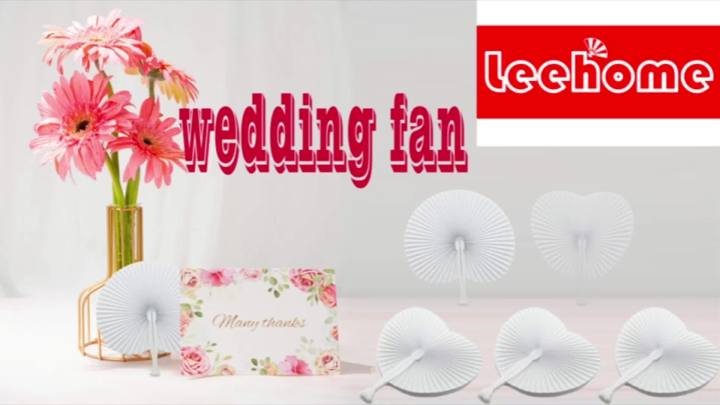 60 Pcs White Paper Fans, Folding Handheld Fans for Wedding, Round Shaped Paper Fans with Plastic Handle for Birthday Party.(Heart)
